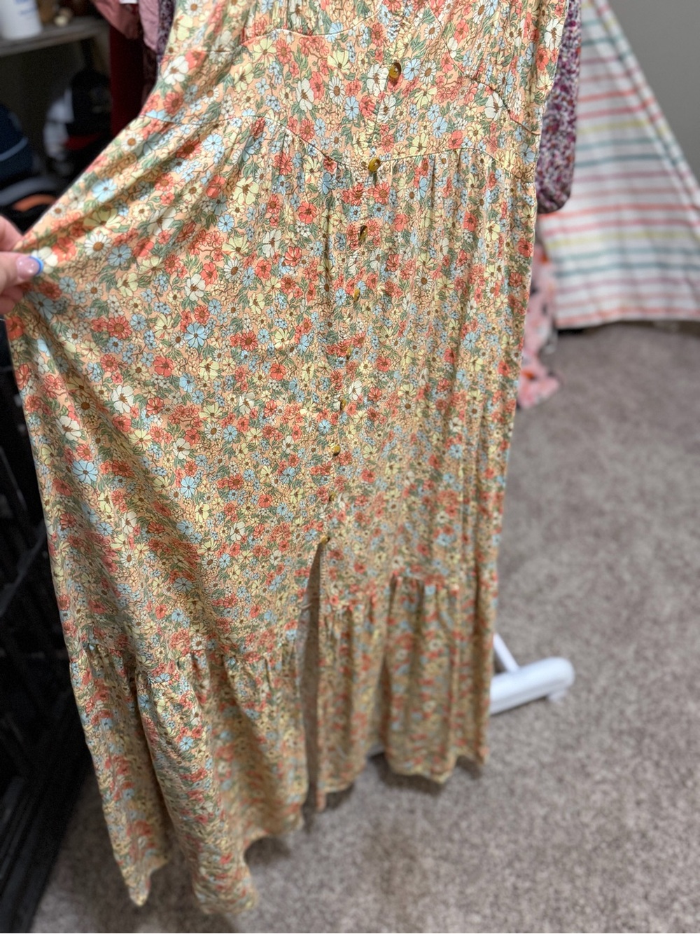 Rip Curl Yellow Floral Maxi Dress with Orange & Green Accents - Picture 2 of 4